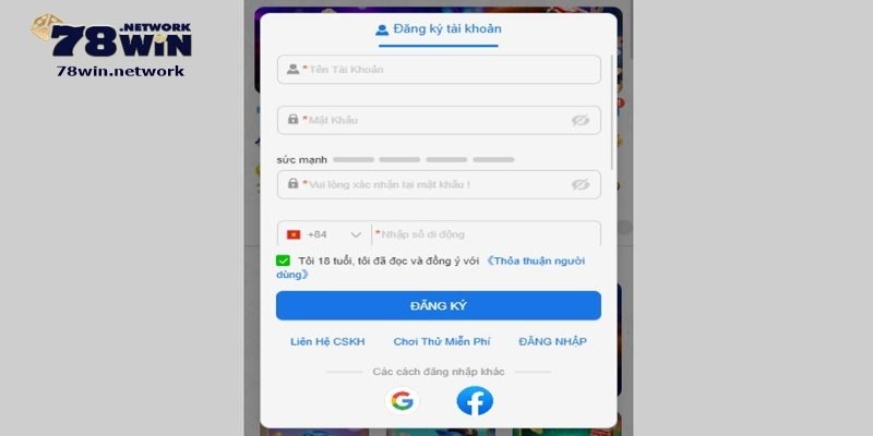 Người đăng ký phải điền thông tin vào biểu mẫu mà nhà cái yêu cầu