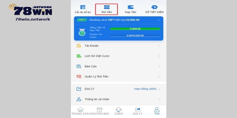 Hãy ấn vào phần “Rút tiền” trên giao diện chính để nhận hướng dẫn chi tiết Hãy ấn vào phần “Rút tiền” trên giao diện chính để nhận hướng dẫn chi tiết