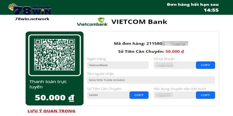 Người nạp tiền phải dùng số tài khoản mới nhất của nhà cái